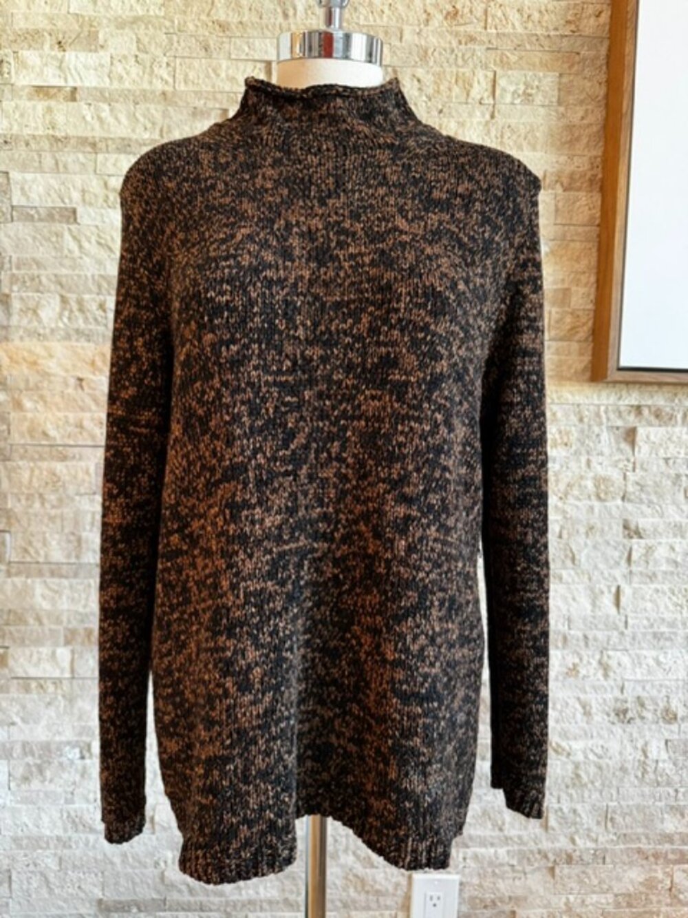 Josephine Chaus Black and Brown Long Sleeve Sweater XL